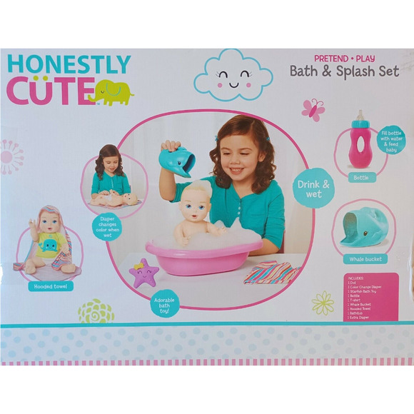 NEW Drink and Wet Doll Honestly Cute Pretend Play Bath & Splash Set - Picture 3 of 5